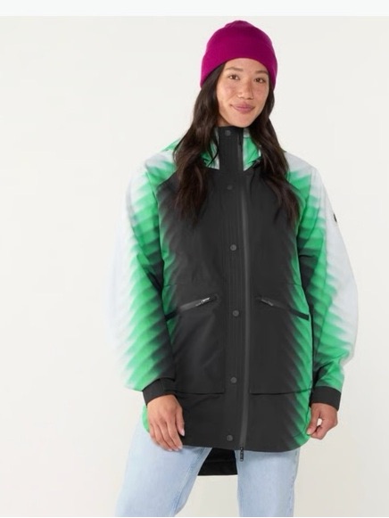 865. Free People Singing In The Rain Waterproof Jacket In Alien Combo Nwt $228